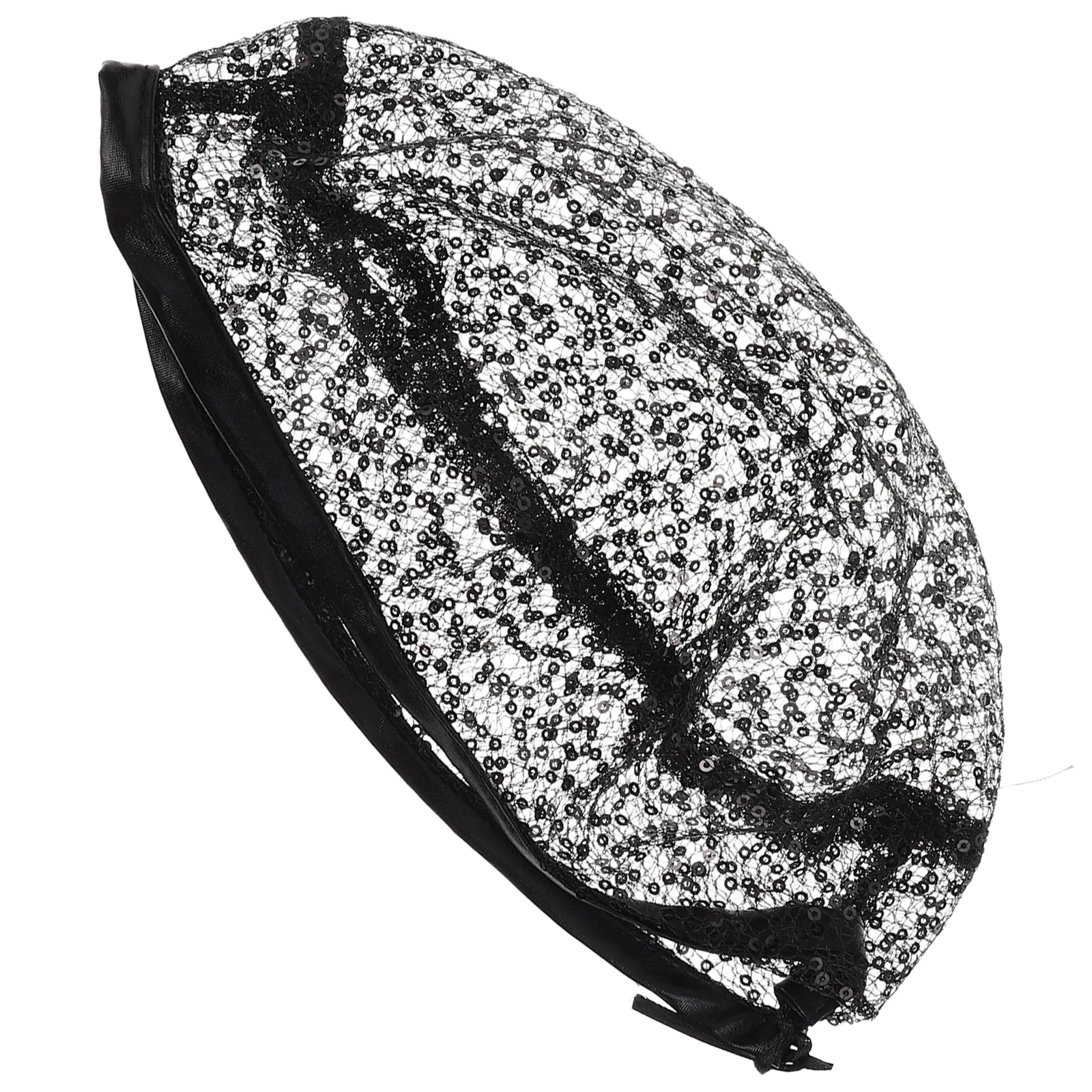 

Black Mesh Veil Lace Stack Hat Spring Summer Women Headwear Large Circumference Scarf Wrap Sun Visor Beach Crochet Hat