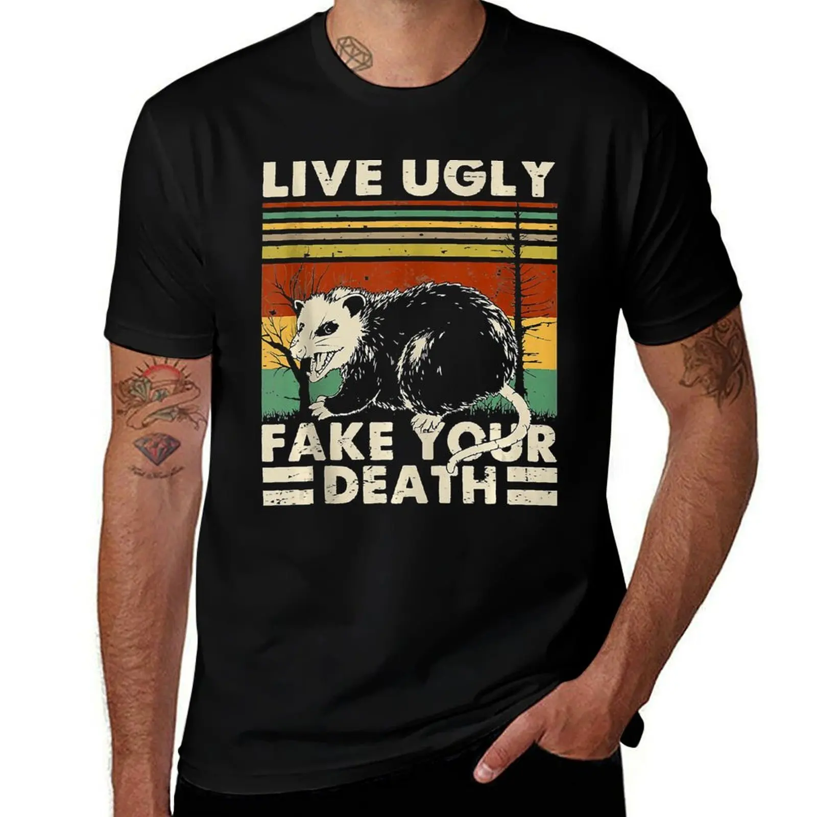 live ugly fake your death T-Shirt t shirt for man men t shirt cotton 100% T-Shirt