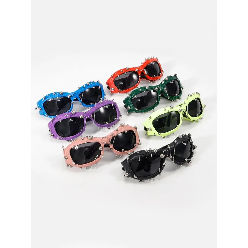 

UV380 full frame personality, trendy vinyl punk style special-shaped mirror for outings, parties, multi-color options