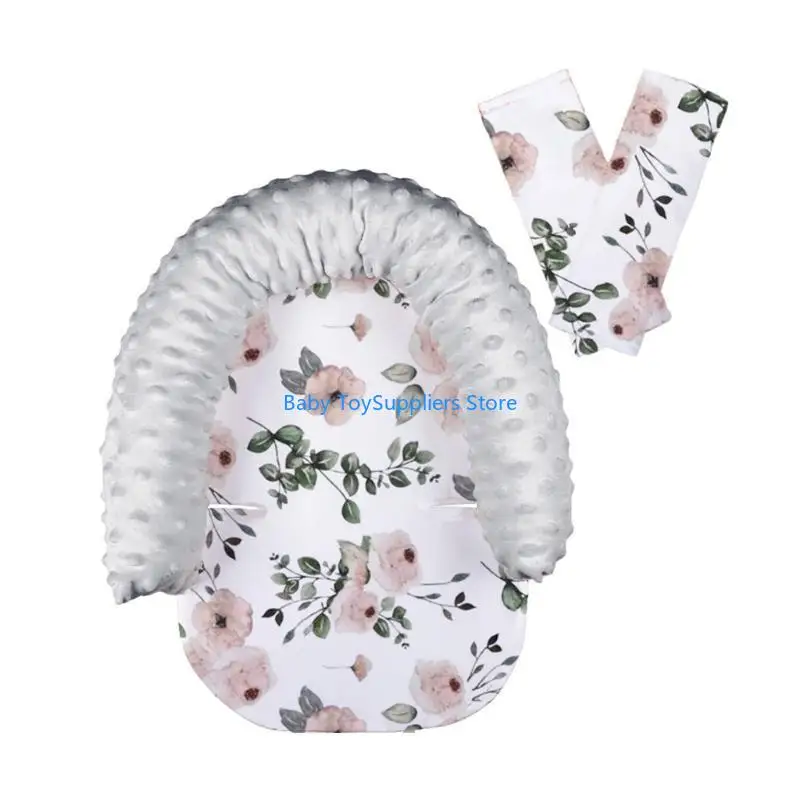 R1WF Baby Car Seats Head Support with Soft Strap Cushions Comfortable Infant Headrest with Strap Covers Baby Head Support