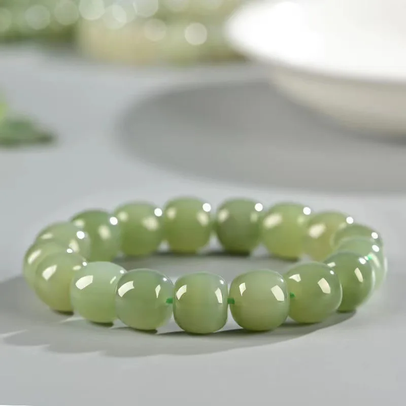

Hetian Yuqing водный зеленый синий браслет из бисера старого типа нефритовый одиночный круг бусина Будды мужской и женский браслет на руку