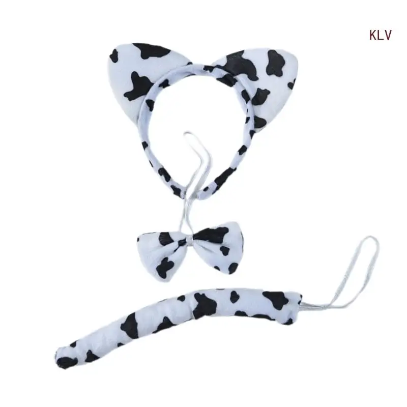 Dierenkostuumaccessoires Set Kat/Muis/Hond/Koe/Kikkeroren Hoofdband, Vlinderdas, Staart 6XDA