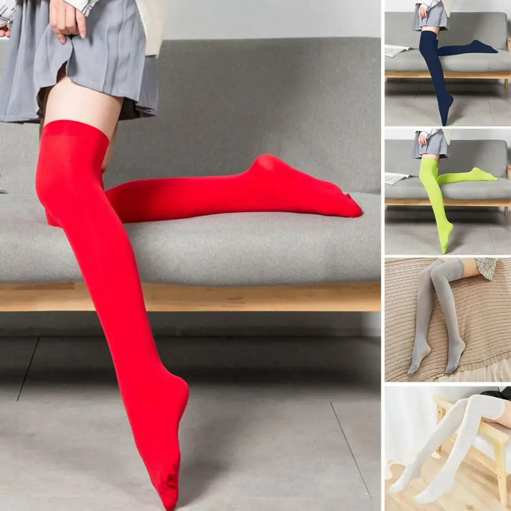 1 Pair Women Winter Knee Socks High-tube Anti-slip Keep Warm Leg Shape Modifying Daily School Dates Stockings 무릎까지 오는 스타킹