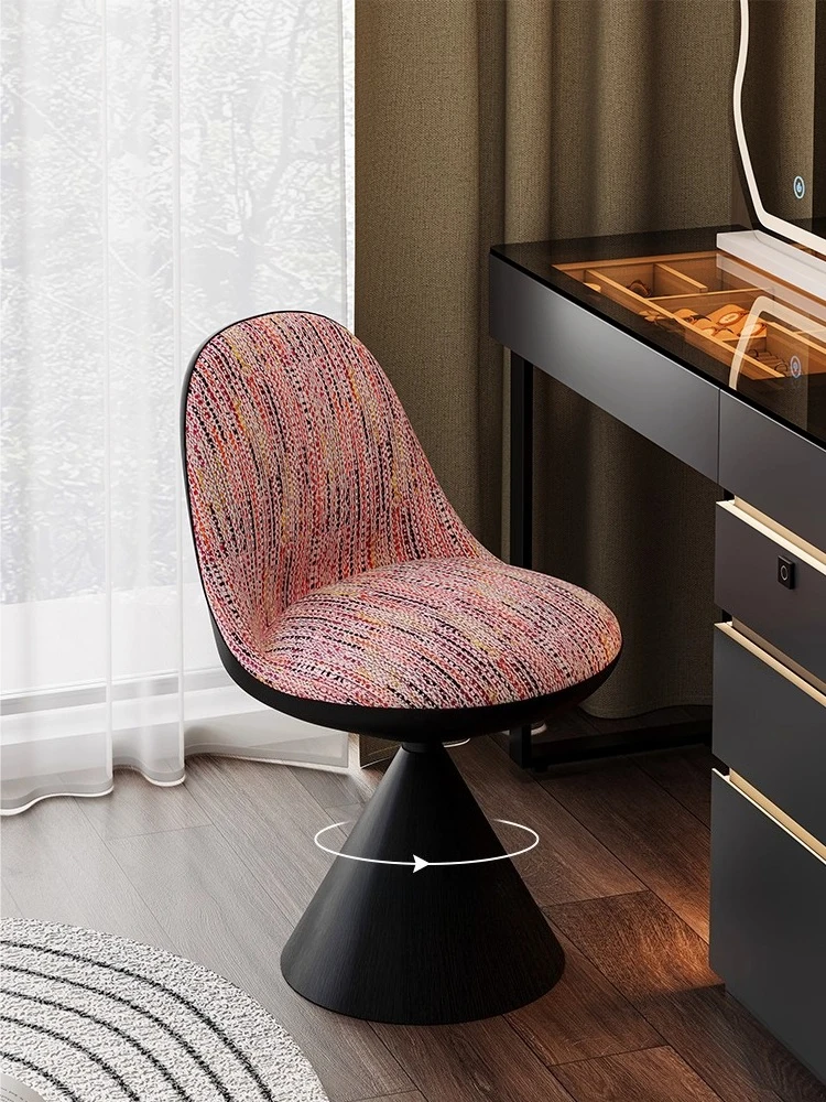 

Мебель для дома, бытовой вращающийся табурет для макияжа, женский туалетный стул для спальни, стул со спинкой, стул для ногтей в итальянском стиле, льняной стул