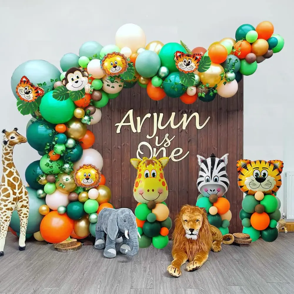 

145pc Jungle Themed Balloon Arch Garland Kit Animal Foil Globos For Gender Reveal Wedding Birthday Party Decorations Baby Shower