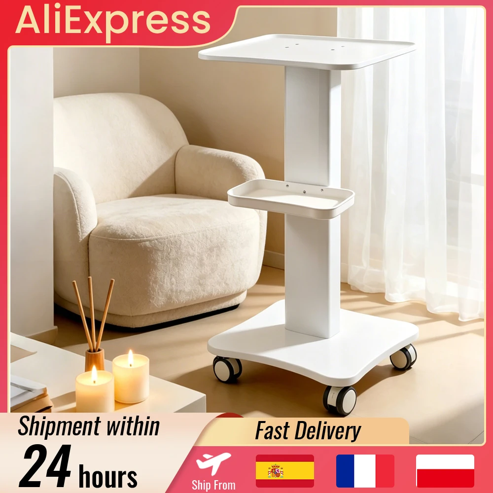 Chariot de Salon à 3 Niveaux, Capacité 40 kg, Mobilité Facile, Chariot à Roulettes pour Salons de Beauté, Dentistes, Hôpitaux, Coiffeurs, Laboratoires