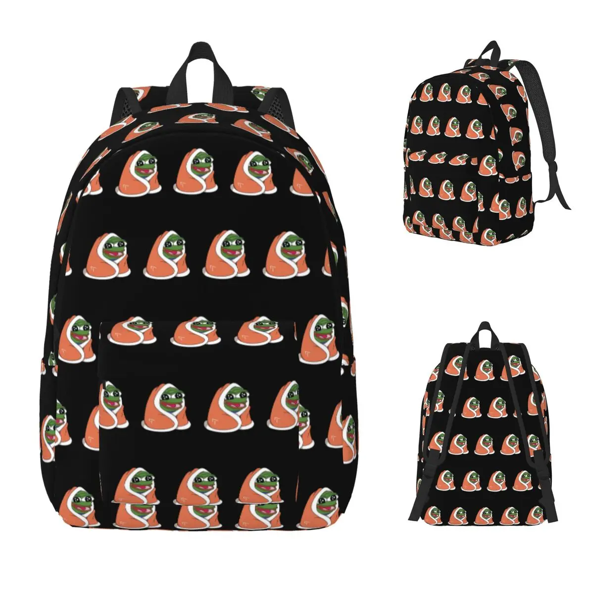 Pepe The Frog Peepo Emote Backpack Daypack Large Capacity Children BookBag School Bag Shoulder Bags for Men Women