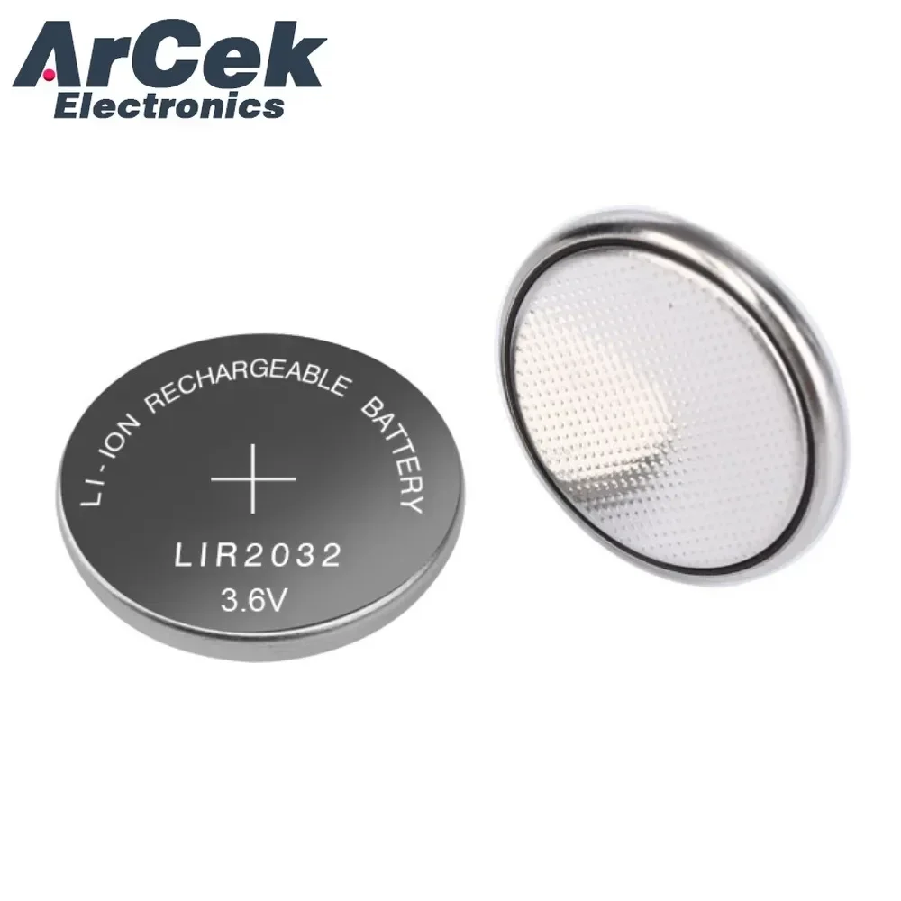 2PCS New LIR2032 Li-ion Rechargeable Battery 3.6V Lithium Button Batteries for Watch Computer Replaces LIR 2032 CR2032/ML2032