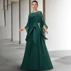 Weilinsha Dark Green Mother of The Bride Dress Plus Size Puffy Half Sleeve Maxi Evening Dresses 2023 Wedding Guest Gown