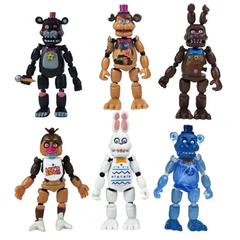 2026hot 6 יחידות דמויות אנימה מהדורה מיוחדת של FNAF, דמויות פעולה של בוני דובי ופרידי עם מפרקים ניתנים להפרדה, צעצועי דגם