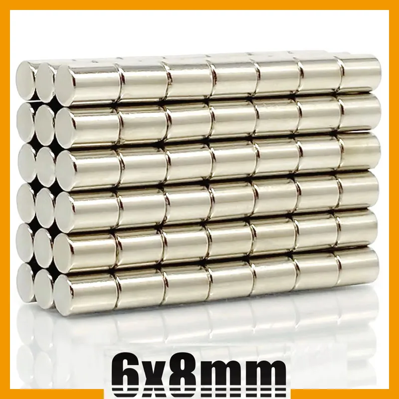 6x8mm 10/20/50/100/200/500/1000Pcs N35 Powerful Magnets Small Round Magnet 6x8mm Permanent Neodymium Magnet Super Strong 6*8 mm