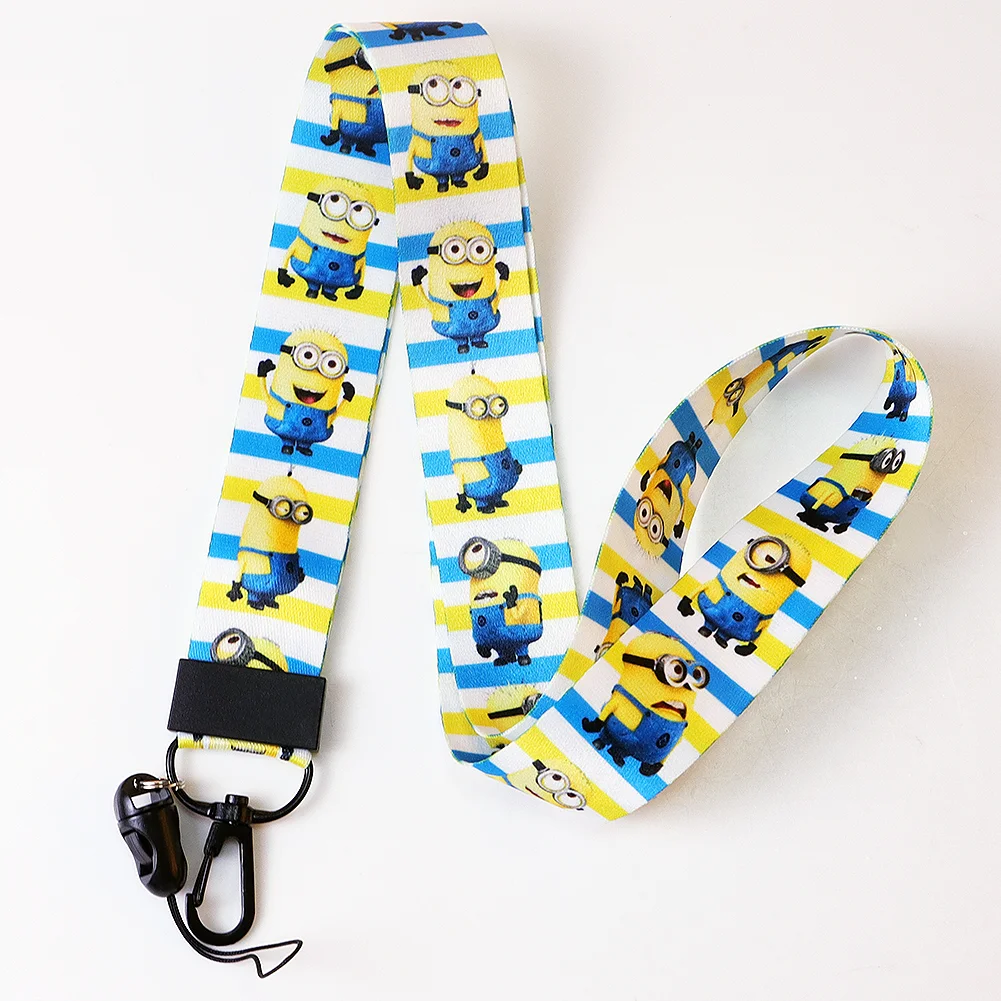 6 buah/lot kartun Minion lanyard untuk kunci leher tali leher tali ID lencana pemegang menggantung tali Keyrings aksesoris hadiah