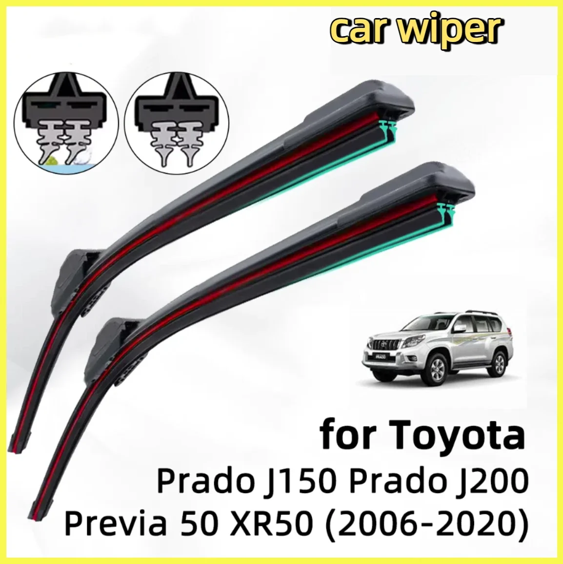 

Double Rubber Car Wiper for Toyota Prado J150 Prado J200 Previa 50 XR50 Front Wiper Blades Brushes Cutter Accessories Windscreen
