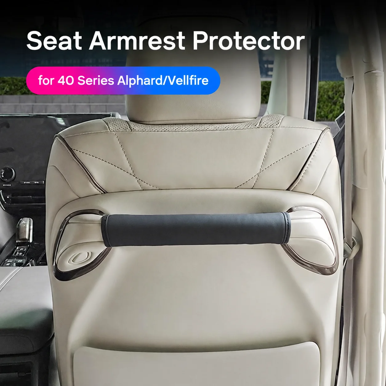 Car Front Seat Armrest Protective Pads for Toyota Alphard Vellfire 40 Series PU Leather Texture Interior Protection Accessories