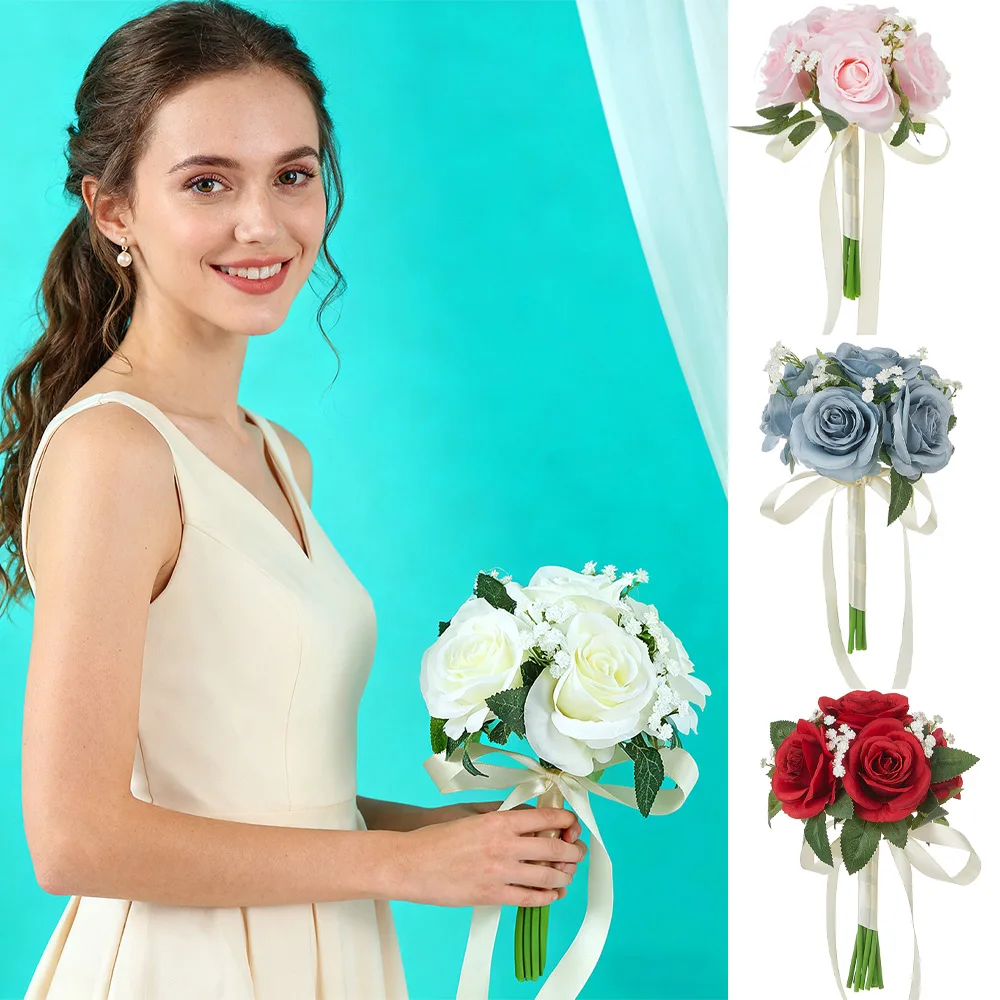 

Artificial Babysbreath Rose Bridesmaid Bouquet, Artificial Flowers Bouquets for Bridesmaids,Wedding Decor, Anniversary, Etc