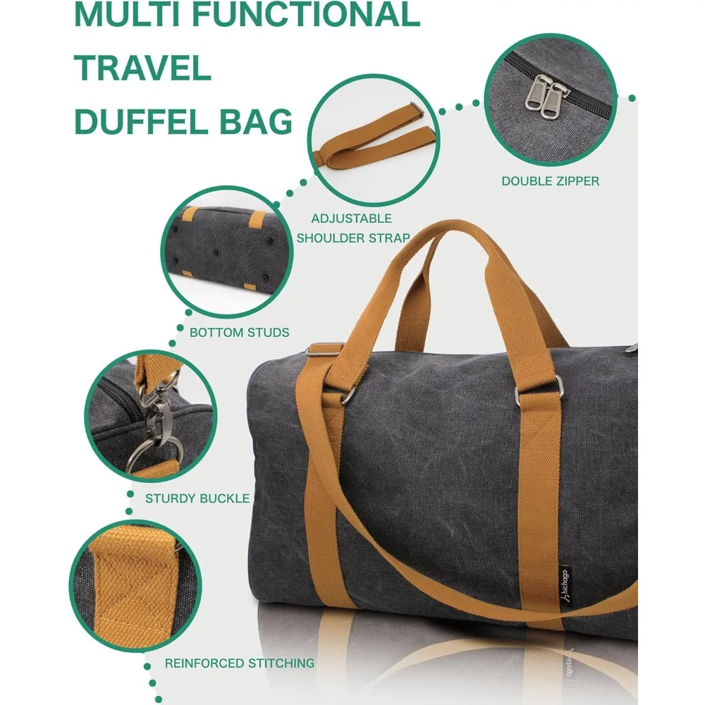 حقائب رياضية للسفر للرجال، واق من المطر لعطلة نهاية الأسبوع للسيدات، حقيبة حمل بأكمام، حقائب كتف قماشية للاستخدام اليومي