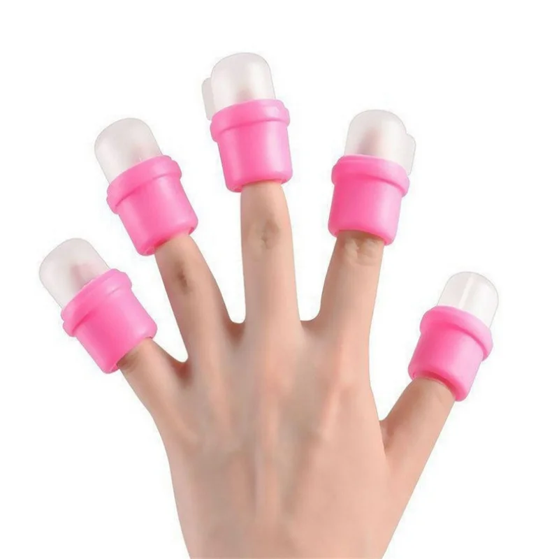 5/10PCS Pink Nail Wipe Silicone Nail Soak Off Cap Clip UV Gel Nail Polish Remover Wrap For Finger Toes Manicure Tool
