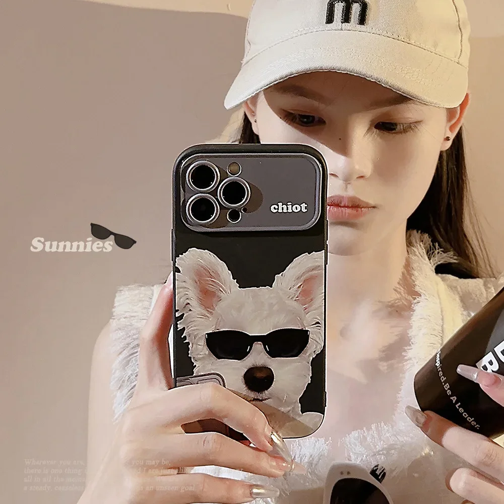 Cool Style Photo Taking Sunglasses Dog Phone Case for IPhone16 15 14 12 13 11 Pro ProMax Plus X XR Shockproof Phone Cover