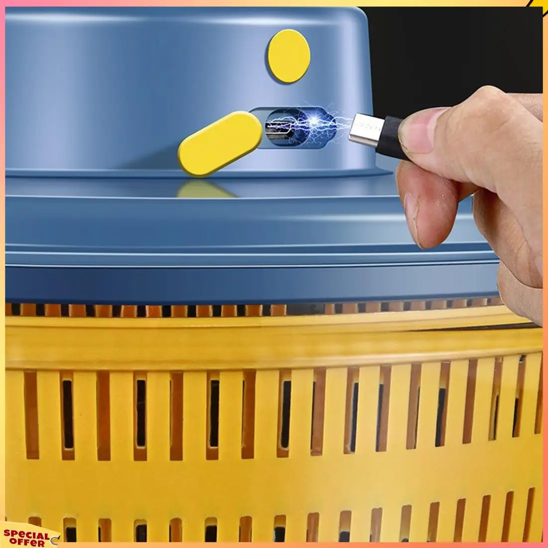 ABFI Electric Dryer Salad Spinner Dehydrator Multifunction Fruits Draining Basket USB Charing Kitchen Drainer