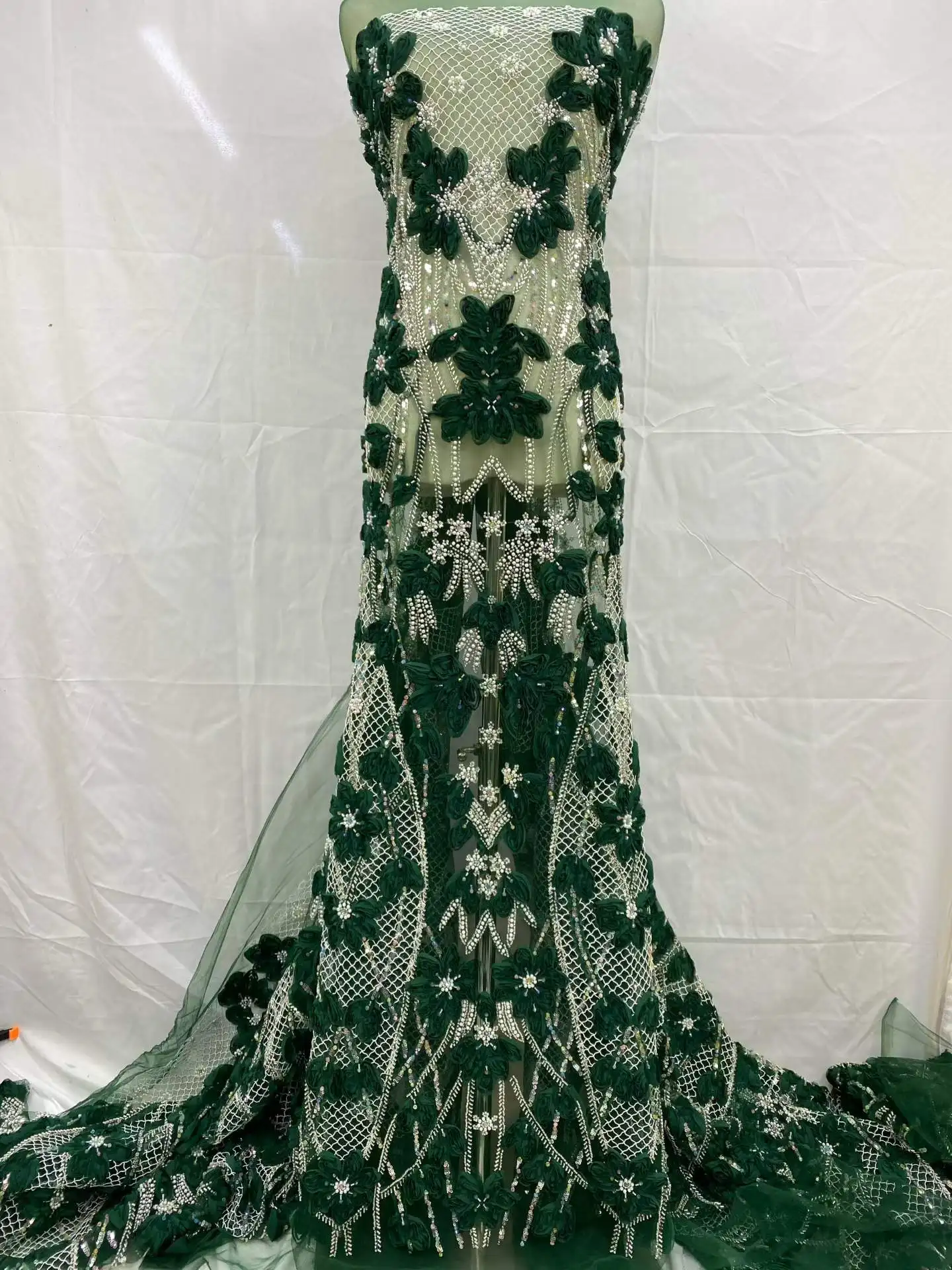 

Африканское кружево с тяжелой вышивкой бисером 2026: высококачественная ткань из нигерийского кружева с пайетками, французский тюль для свадебных платьев