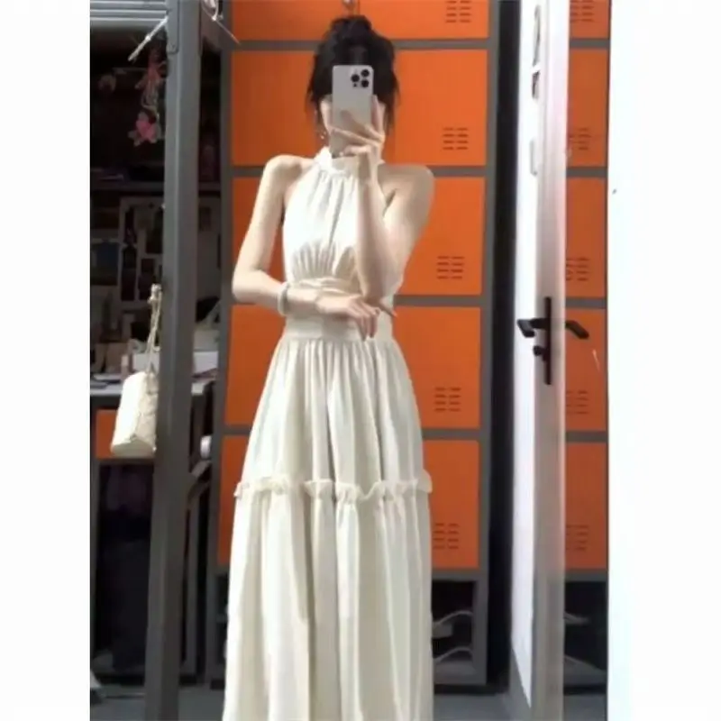 فساتين نسائية بدون أكمام لحفلات الزفاف وحفلات الزفاف والربيع والحرير ومنظور شفاف وطبقات نزهة أنيقة متدفقة