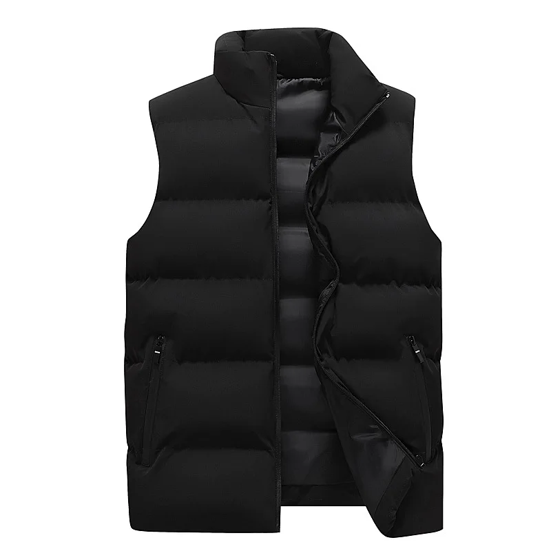 

Men's winter stand-up collar trend vest vest solid color men's thick coat warm sleeveless cotton-padded gown gown