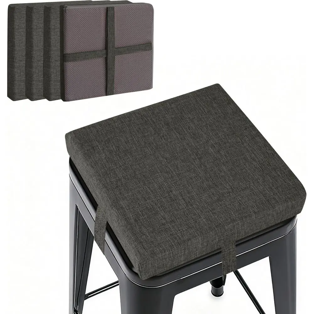 

Набор из 4 нескользящих квадратных подушек для барного стула, 12x12x2 дюймов, моющиеся чехлы с завязками