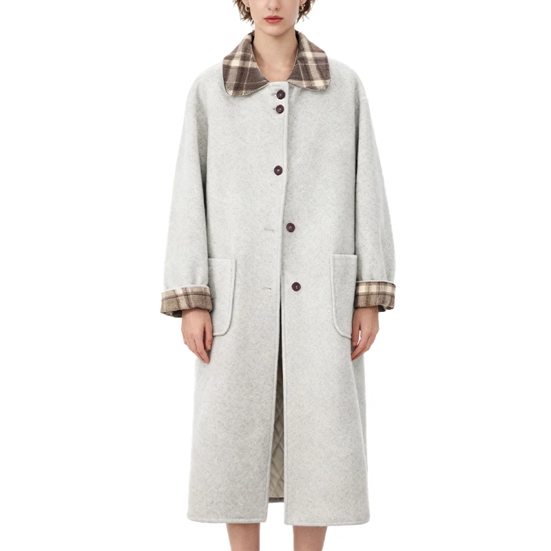 

FFF.DUO осенне-зимний женский длинный плащ, однобортное элегантное ветрозащитное пальто, классическая модная верхняя одежда, длинная куртка