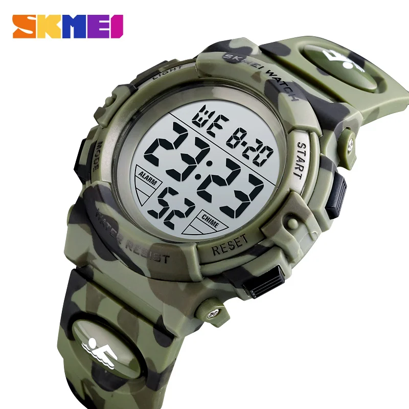 SKMEI Relogio Infantil Fashion Boy Kids Children's Watch Sport Watch 5bar Waterproof Colorful Lights 12/24Hour Camouflage