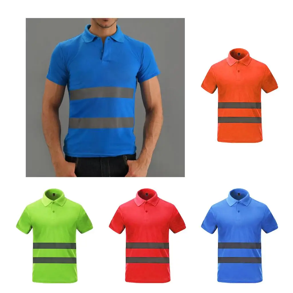 Safety T Shirt Breathable Quick Dry High Visibility Reflective Shirt for Outdoor Workers and Surveyors