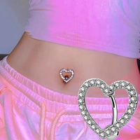 1PCS Crystal Heart Belly Button Rings Stainless Steel Butterfly Belly Ring Cute Pink Navel Barbell Piercing Nombril For Women