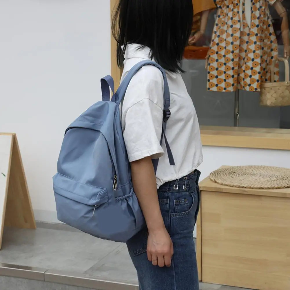 

Fashion Women Large Capacity Travel Handbags Preppy Style Solid Color Zipper School Backpack Students Nylon Knapsacks