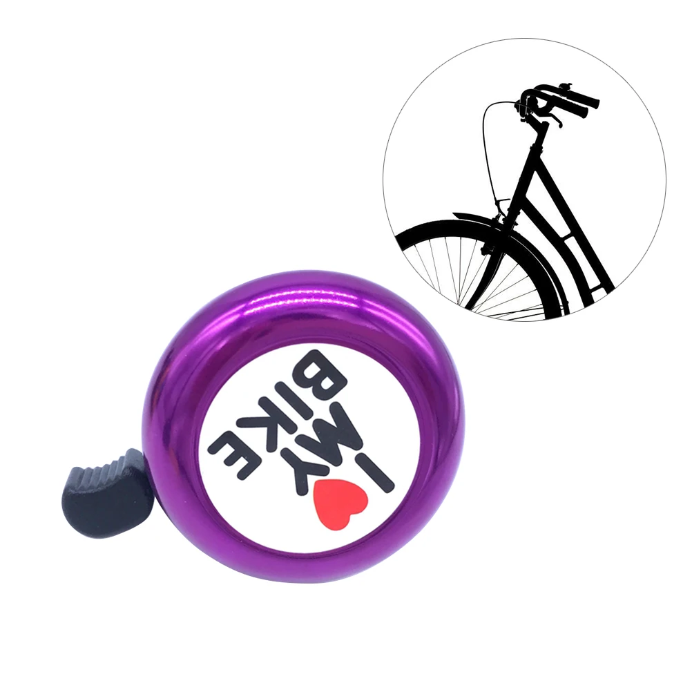 

Bike Bell Purple 22Mm Handlebar Ring Bell New Safety Warning Horn with Print Crisp Sound for Road Mountain Bikes