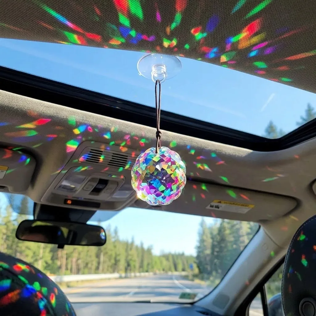 Colorful Crystal Sun Catcher Rainbow 1pc Maker Prism with Hanging Chain for Thanksgiving Home Decoration Gift Idea