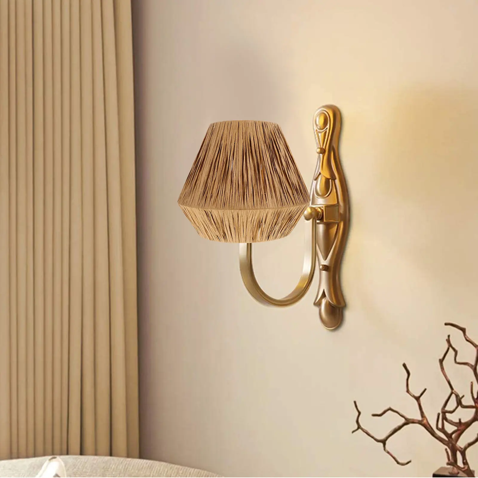

Household E27 Raffia Grass Lampshade Rustic Countryside Style Ceiling Lamp Cover Farmhouse Woven Lamp Shade Protective Light