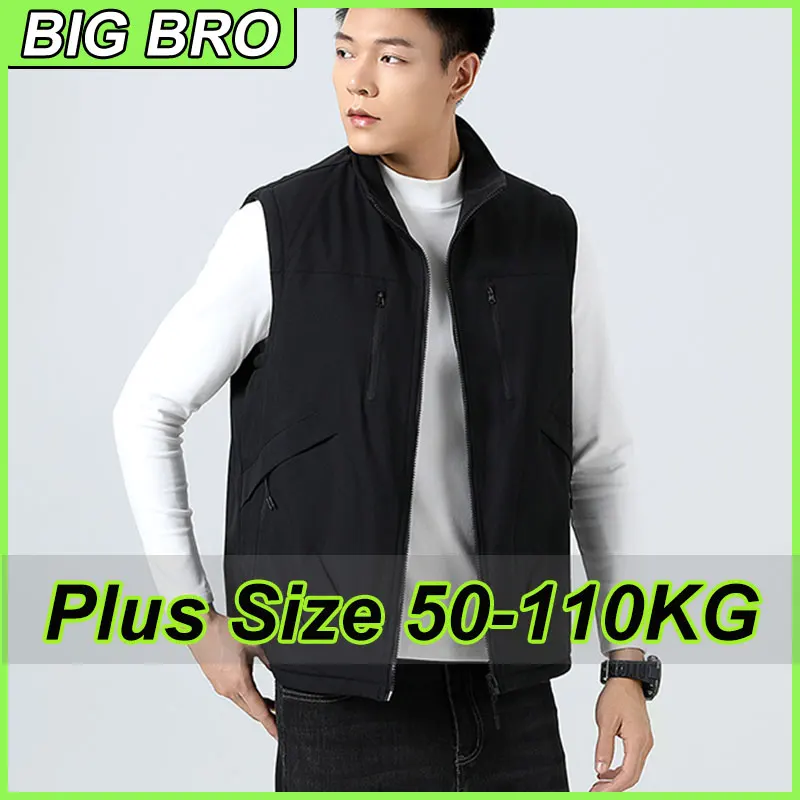 

Men's Plus Size Vest Jackets Autumn Winter Thin Coat Outdoor Multi-Pocket Pure Color Casual Stand Collar Workwear Vest Clothing