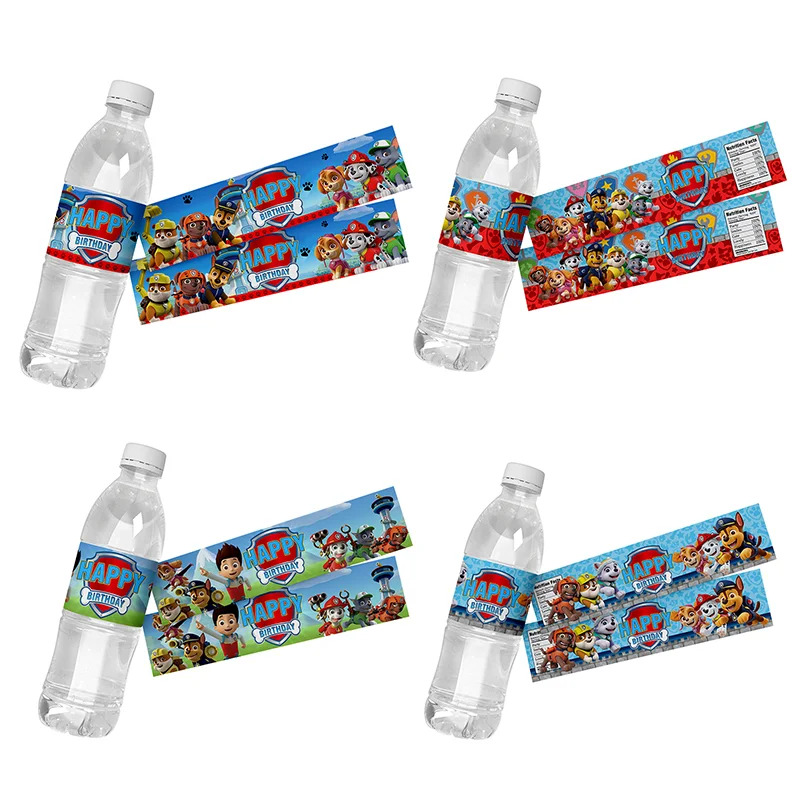 Paw Patrol Party Favors Stickers Paw Patrol Water Bottle Label Birthday Party Decoration Baby Shower Supplies Waterproof Sticker