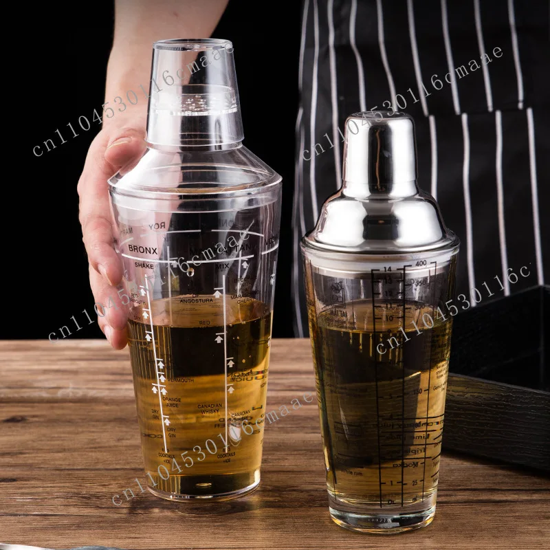 

New Bar Wine Glass Transparent Scale 400ML Stainless Steel Bar Bottle Tool Shaker 72010