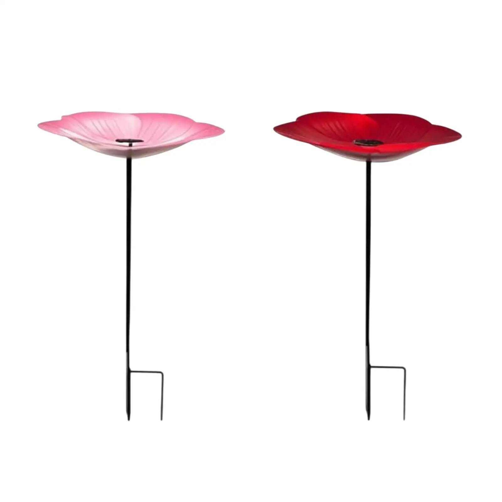 Outdoor Bird Feeder Detachable Sturdy Metal Freestanding Bird Bath Bowl Flower Pattern Watering Station for Patio Outside Decor