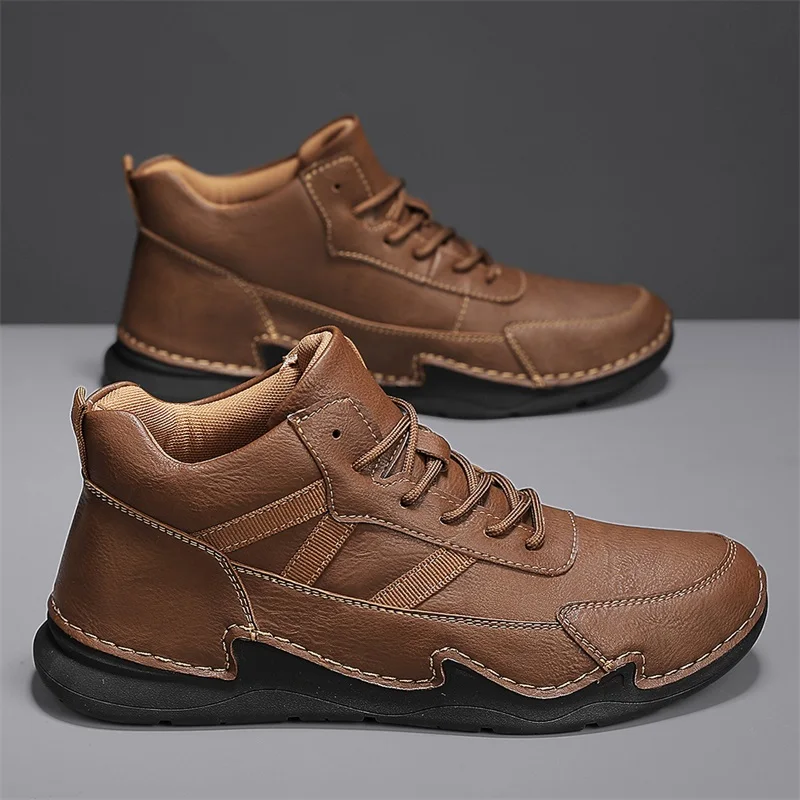 

Winter New Velvet Warm Men Boots Handmade Retro Soft Sole Breathable Outdoor Sports Leisure Boots