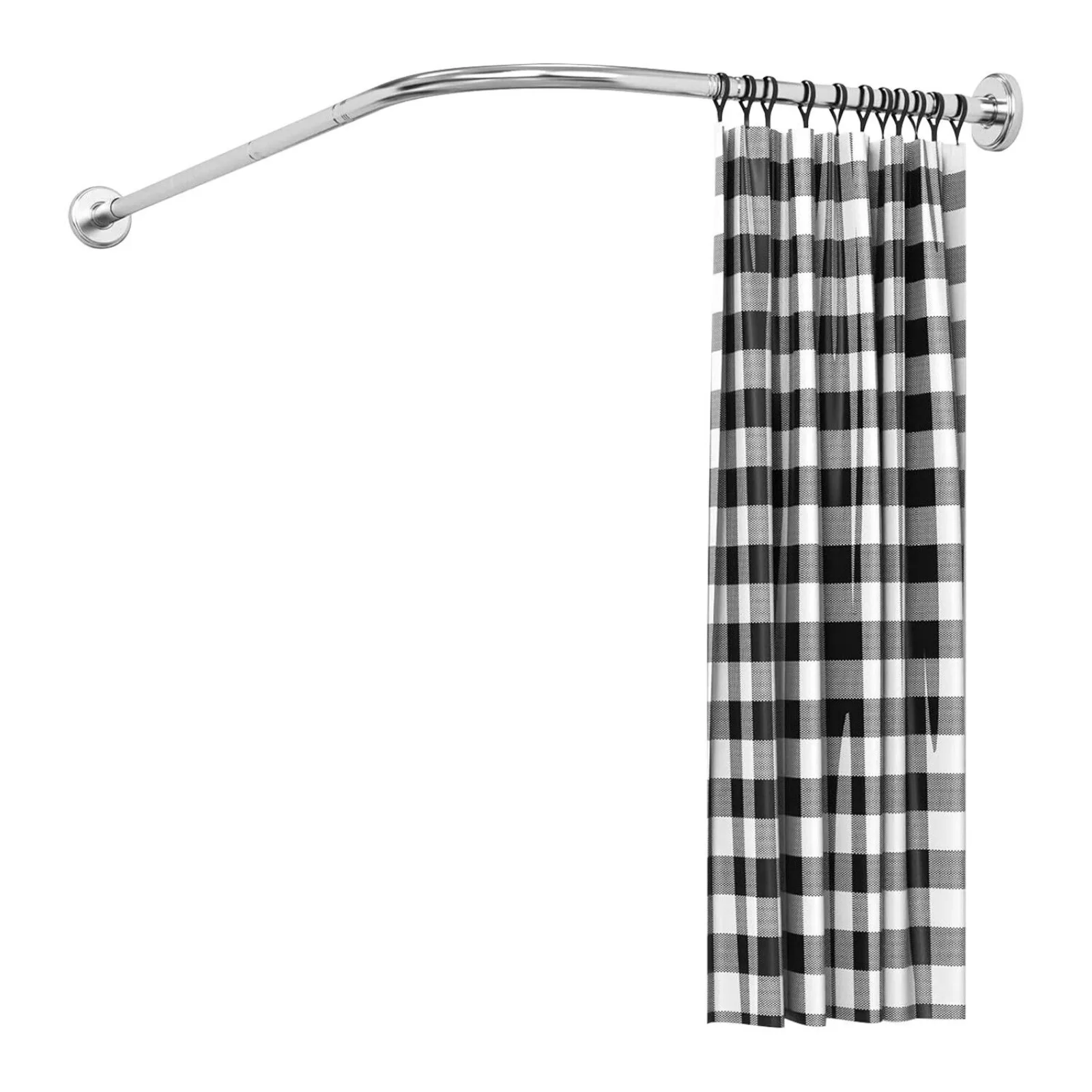 

US Adjustable shower curtain rod stainless steel L-shaped bathroom corner rack -