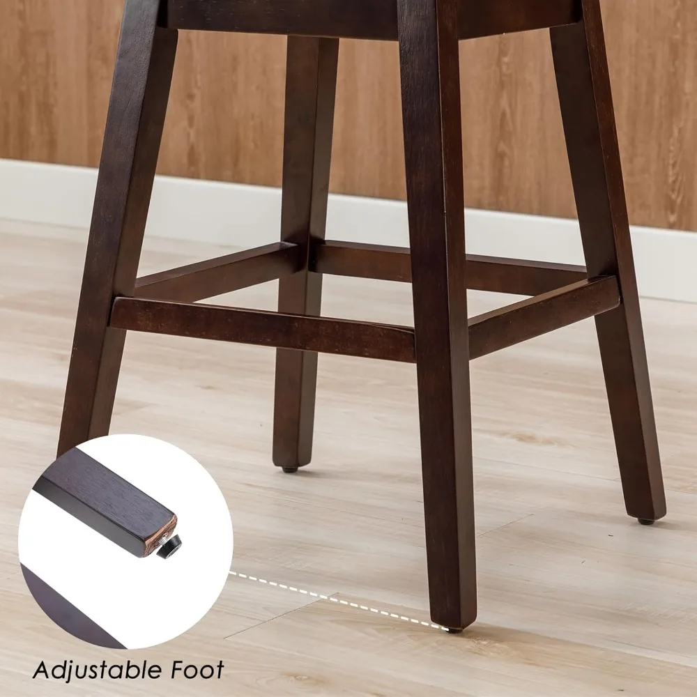 Counter Height Bar Stools Set, Velvet Swivel Kitchen Stool Chairs with Back Mid Century, Bar Stools