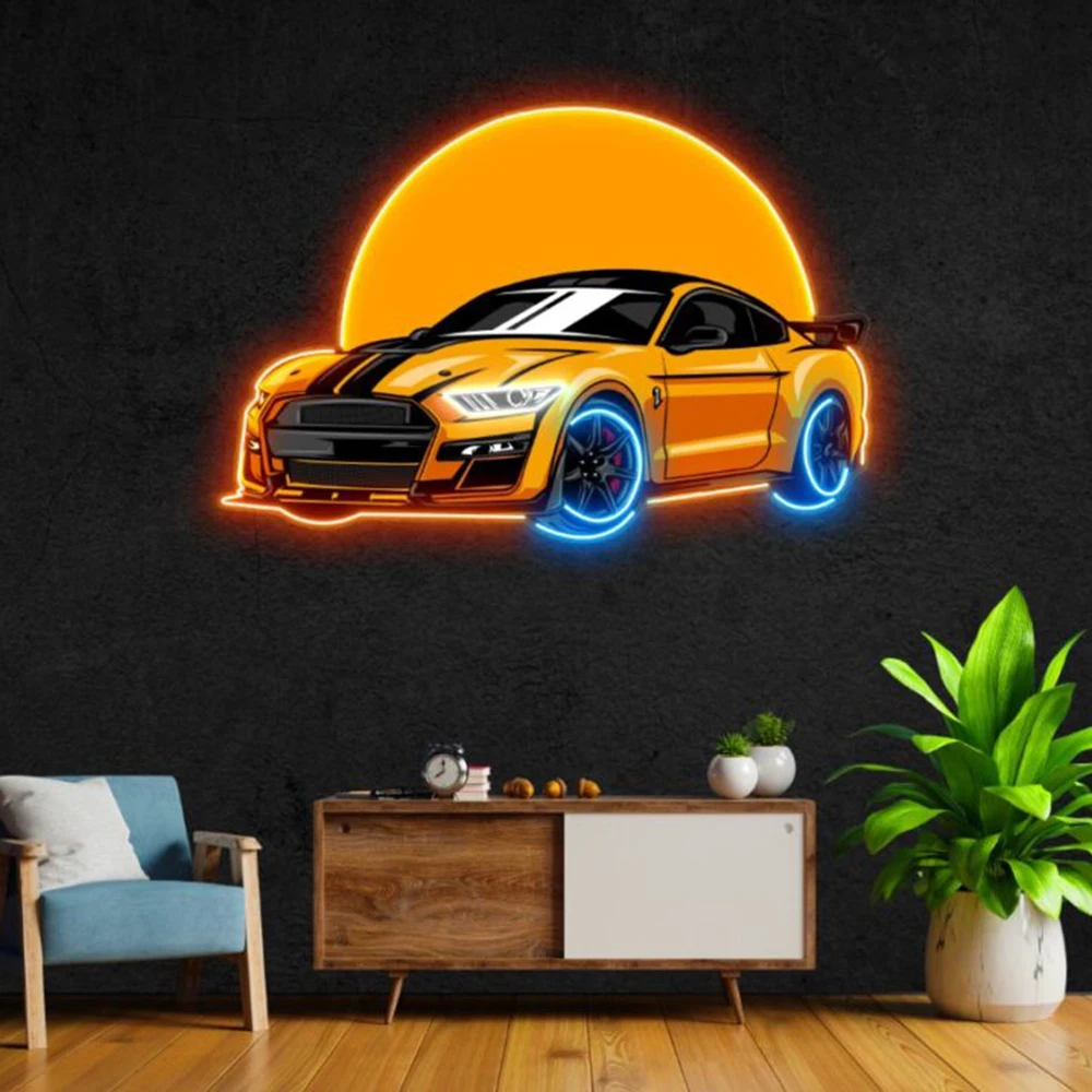 Clássico vintage carro pop arte sinal de néon retro néon arte da parede personalizado carro led sinal de luz para casa decoração barra sala estar