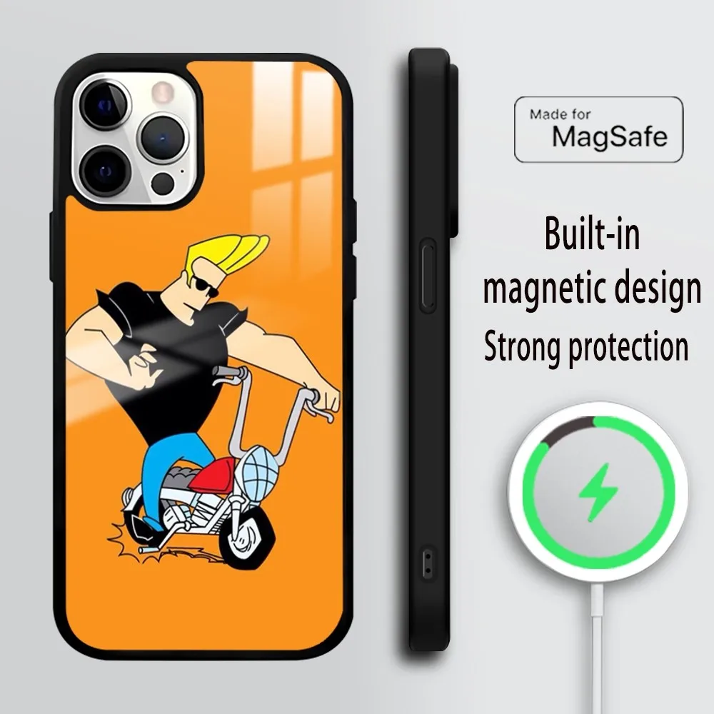 johnny bravo TV Phone Case For iPhone 16 15 14 13 12 11 Pro Max Plus Mini Mirror Wireless magnetic case