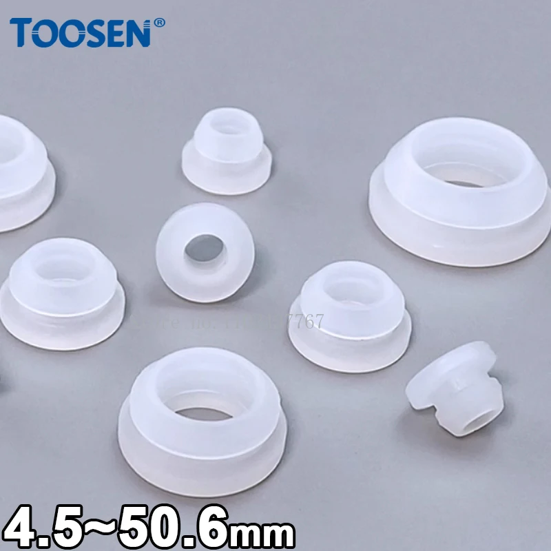 4.5mm-50.6mm Transparent Silicone Rubber Snap-on Wiring Grommets Hole Plug Through Hole Inserts Plugs