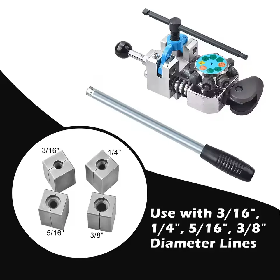 

45/37 Degree Professional Brake Line Flaring Tool Kit for Single, Bubble, and Double Flares 3/16", 1/4", 5/16", 3/8" Tubing