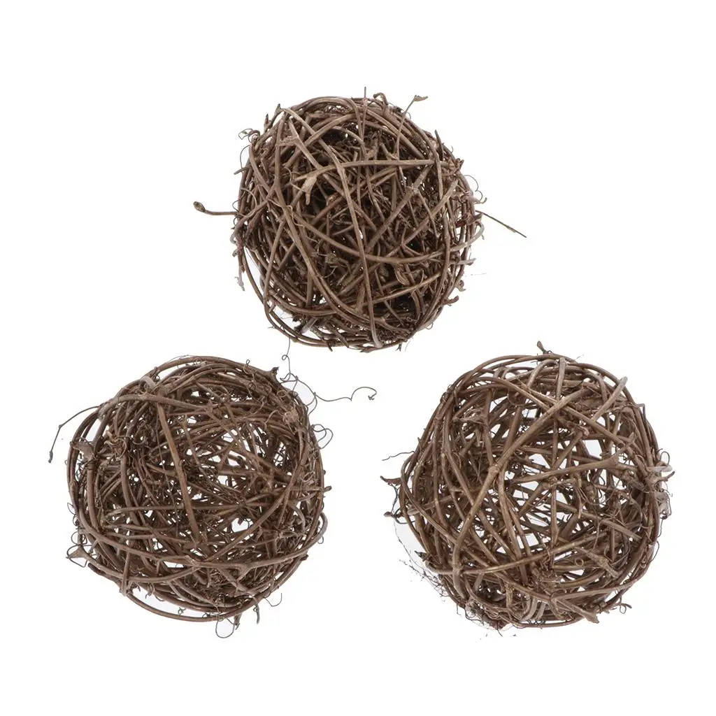 3Pcs 10cm Natural Handmade Rattan Vine Ball DIY Ornaments Crafts