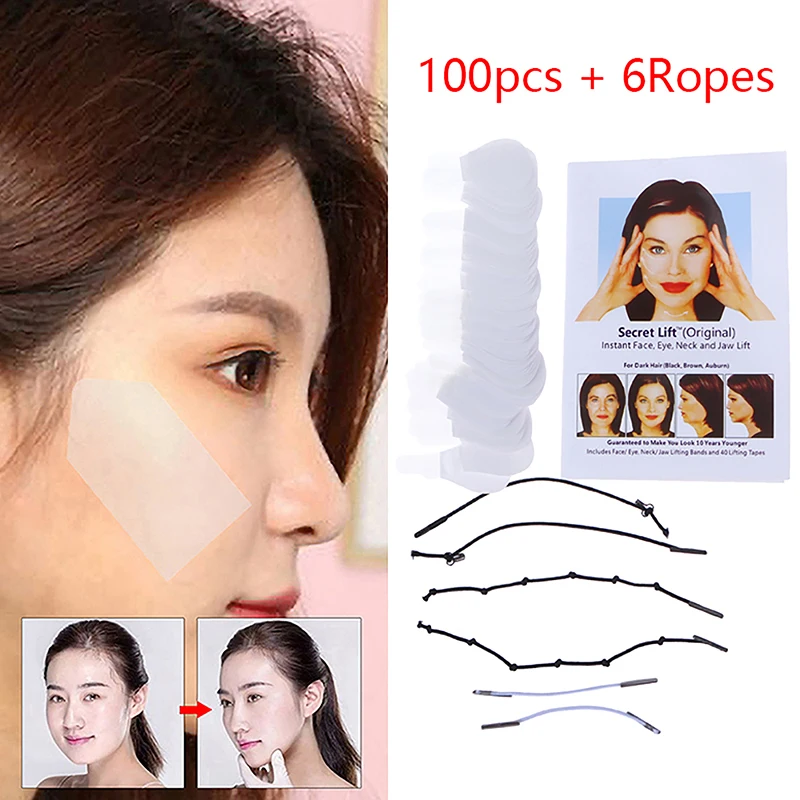 100Pcs/Set Face Lift Up Neck Eye Double Chin Adhesive Tape Invisible Thin Face Stickers V-Shape Face Line Wrinkle Sagging Skin