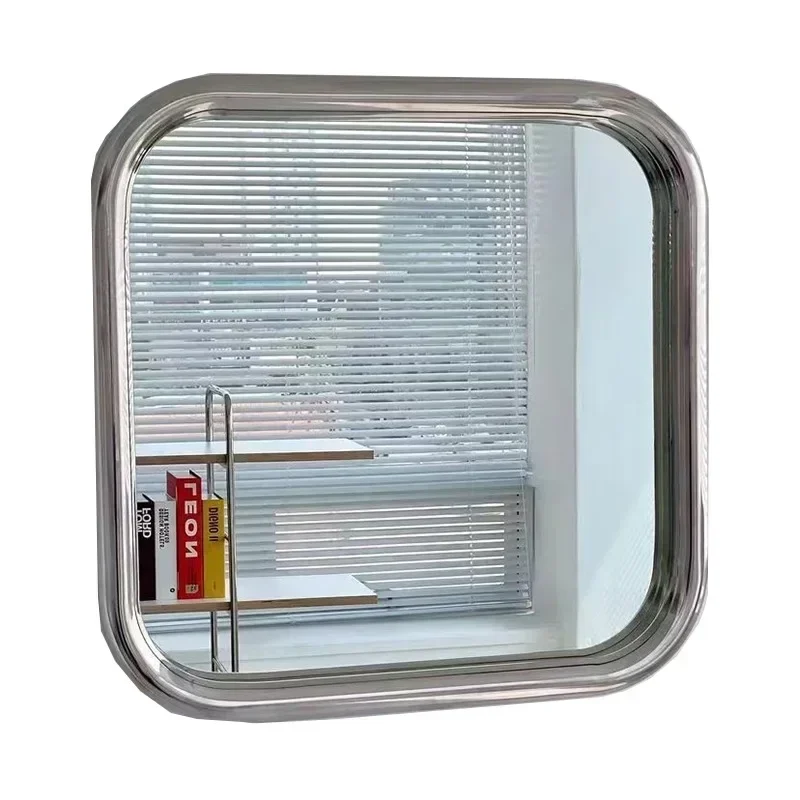 For Silvery Hand Mirror Bathroom Aesthetic Shower Traffic Men Makeup Mirror Small Mirror Cute Frame Spiegel