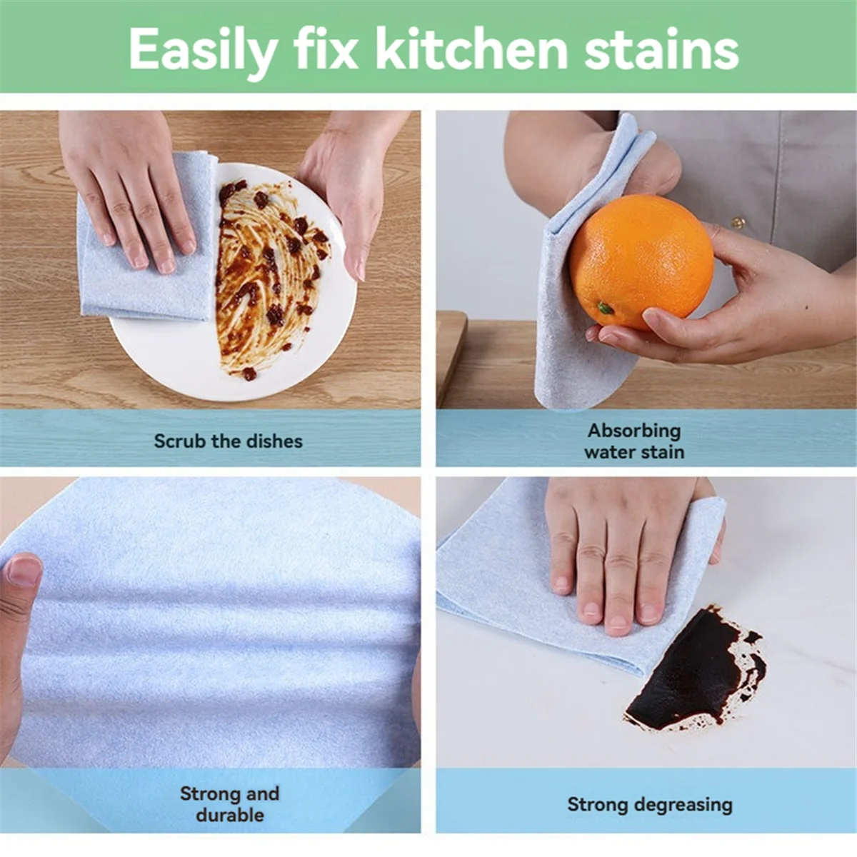 NEW Kitchen Cleaning Cloth Washable & Reusable 25 X 200 cm Lint-Free High Water and Dirt Absorption for Kitchen Bathroom
